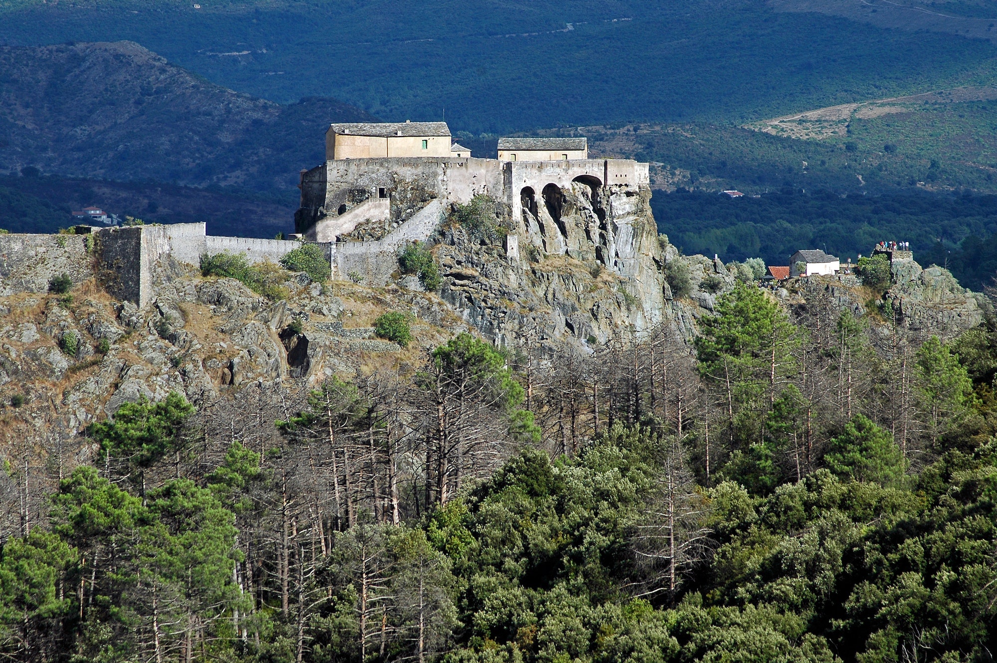 The castle of Corte on a rocky cliff in Corsica, France